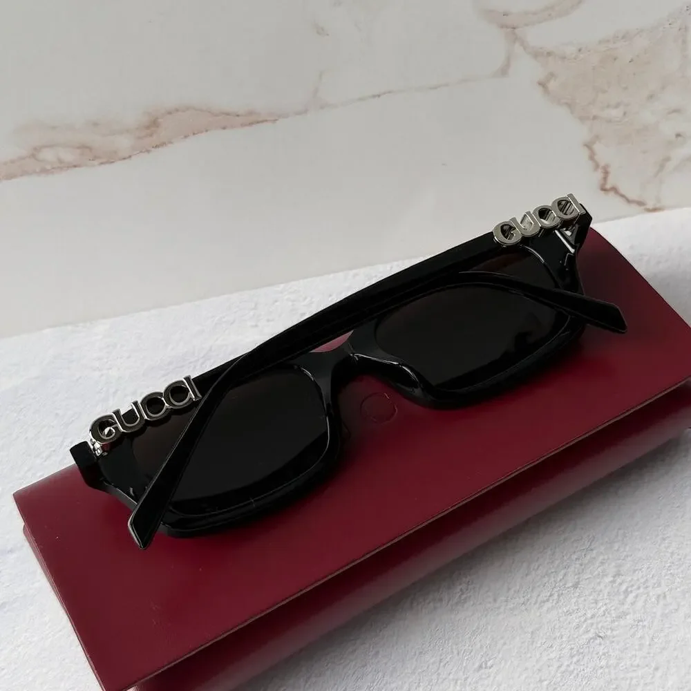 NEW Gucci GG2152S Black Logo Rectangular Sunglasses $515